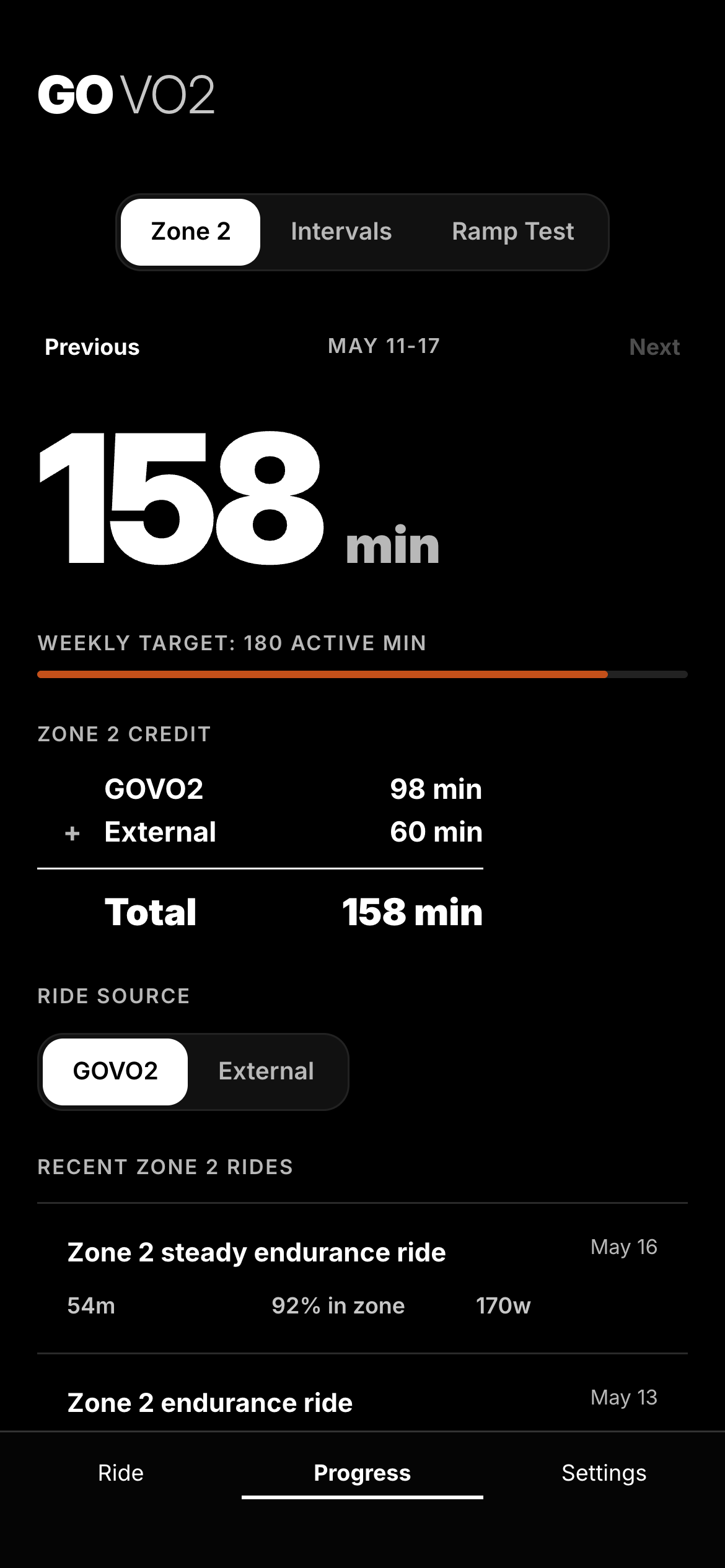 GOVO2 app screen preview showing workout progress